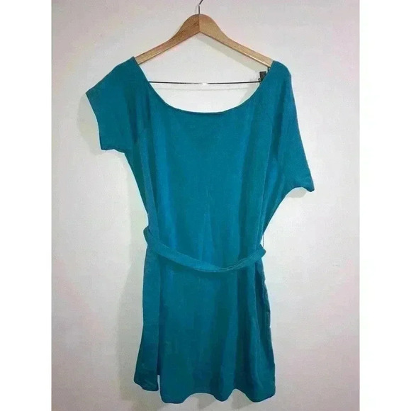 TORRID Off-Shoulder Teal French Terry T-Shirt Dress FLAWED - Picture 4 of 10